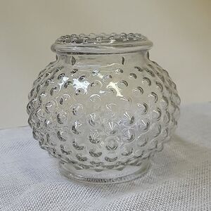 VINTAGE MCM HALLWAY LIGHT FIXTURE GLOBE SHADE CLEAR HOBNAIL HOLLYWOOD REGENCY